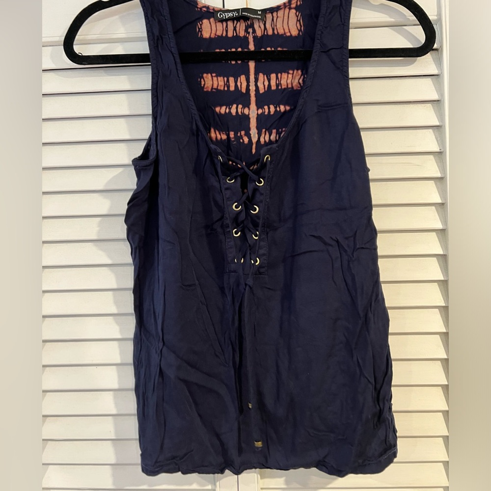 Gypsy 05 lace up front tank top
